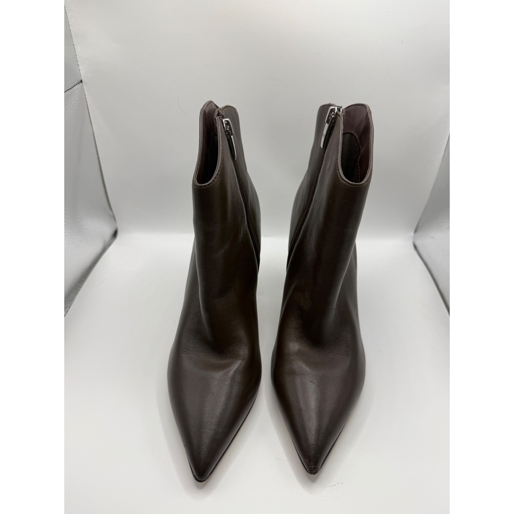Marc Fisher Dark Brown Leather Pointed Toe Block Heel Ankle Boots 7.5M